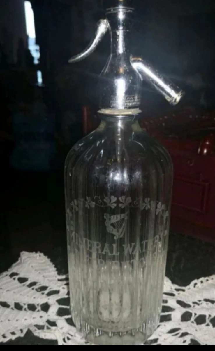 Old Irish soda bottle with harp - Image 1