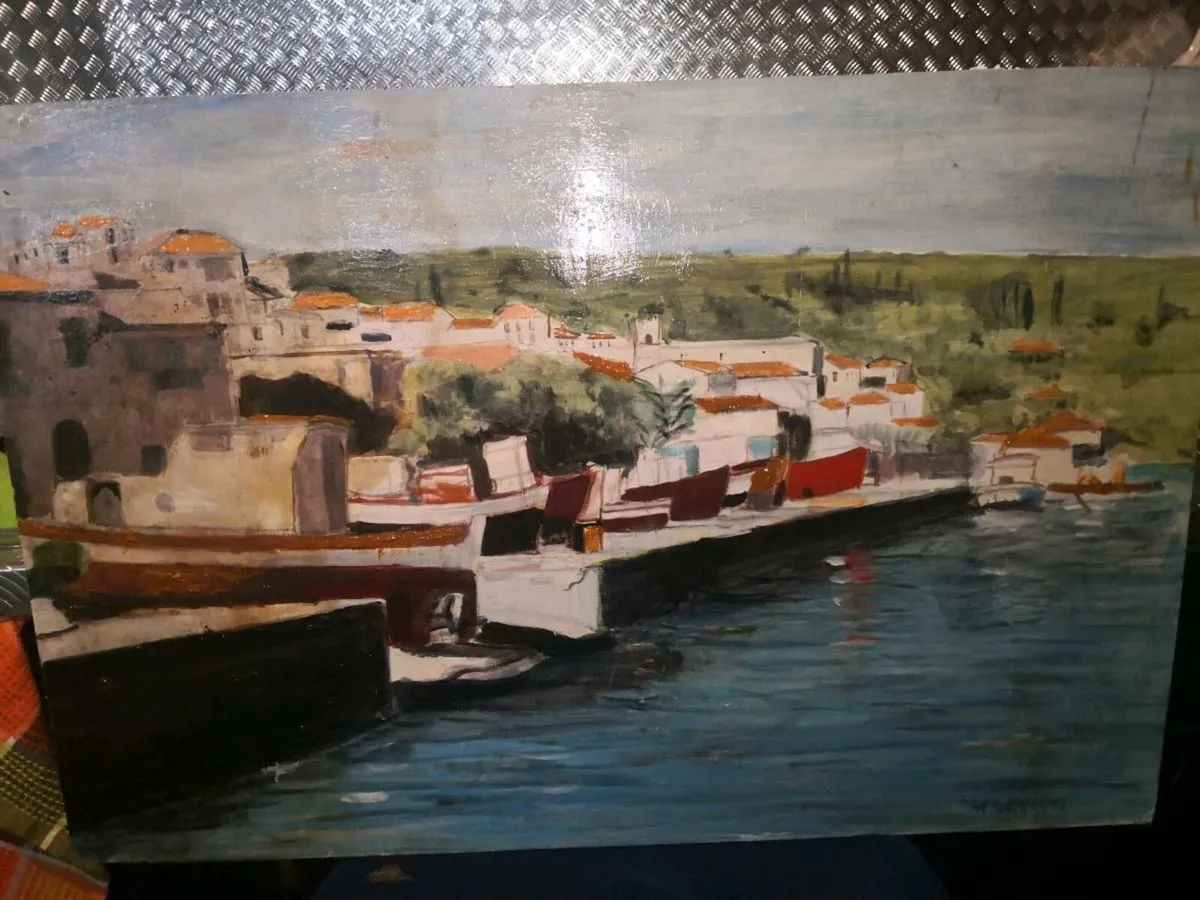 Large oil painting on board - Image 1