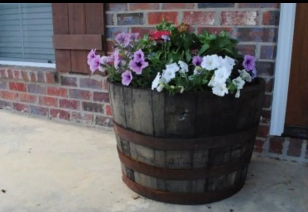 BEST Beer garden  oak whiskey barrel tables - Image 4