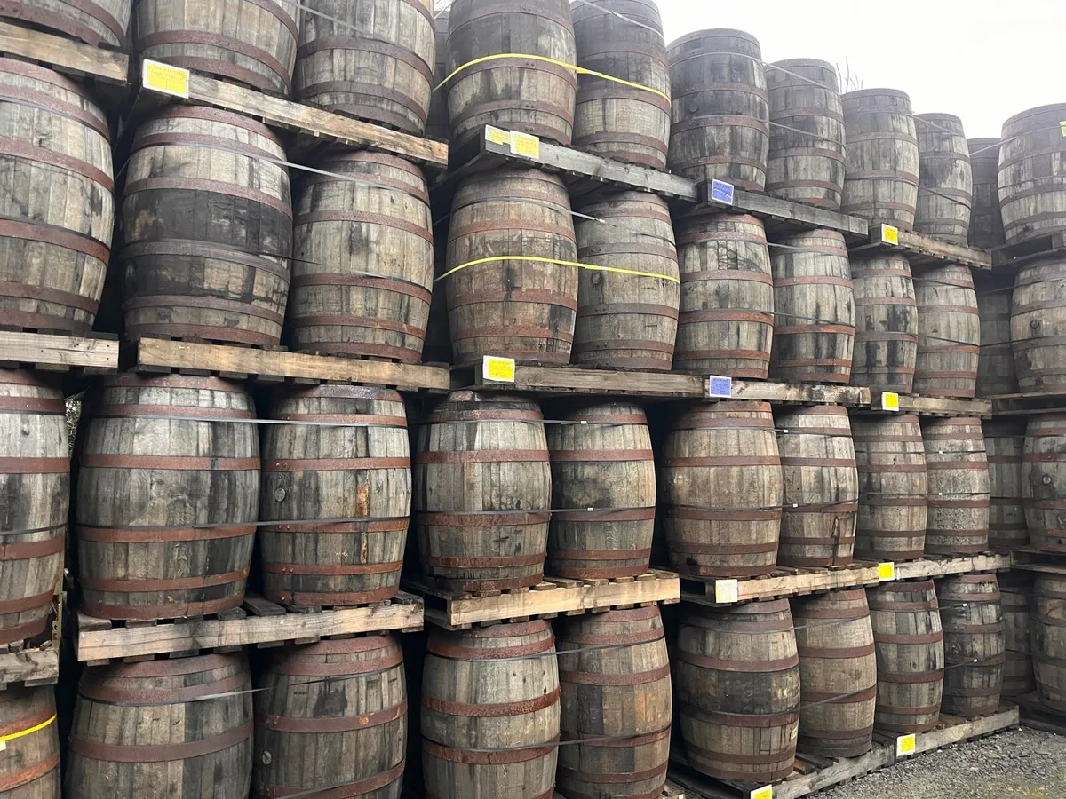 BEST Beer garden  oak whiskey barrel tables - Image 1