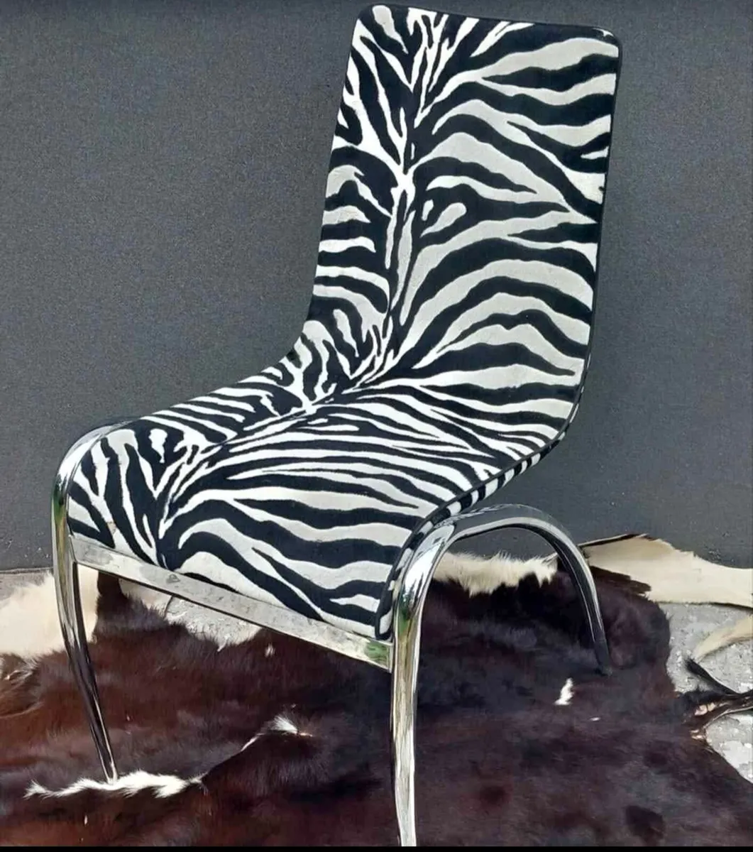 CAVALLI postmodern zebra chrome chair - Image 4
