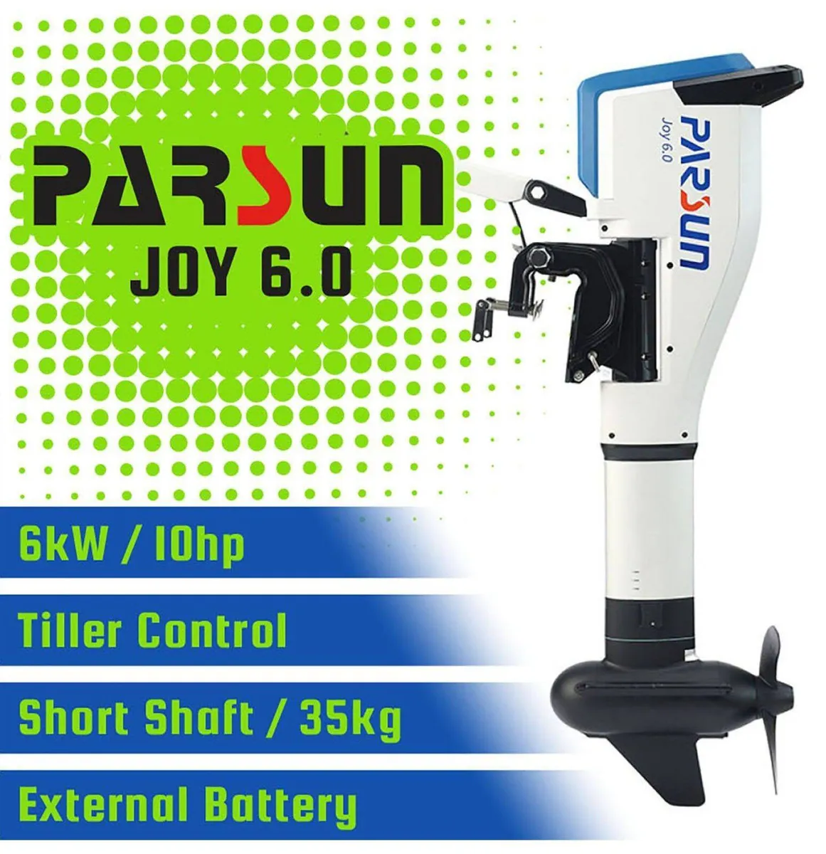 Parsun Joy 6.0 Electric Outboard Motor Tiller Stee - Image 1