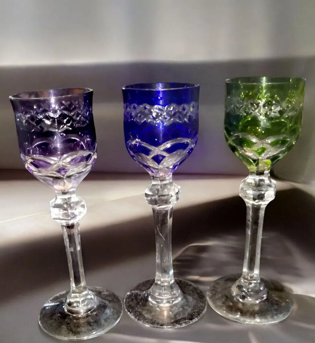 Roamer uranium handcut crystal glass x3 - Image 3