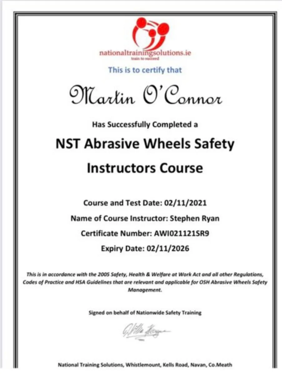 Manual Handling / Abrasive Wheels / 7 DAYS /EVE. - Image 3