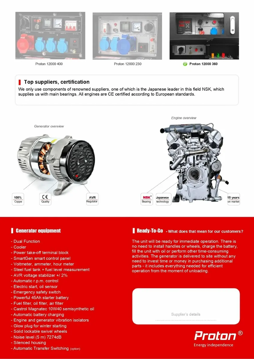 Generator Proton 12000 230 Oasis - Image 3