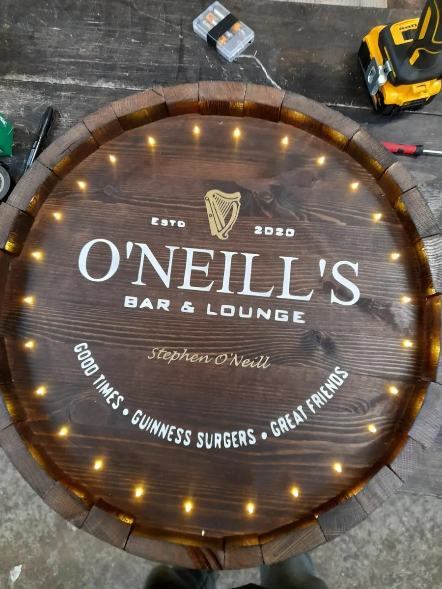 whiskey oak barrels/ branded barrel end/ shelf - Image 2