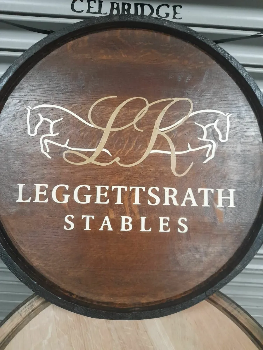 whiskey oak barrels/ branded barrel end/ shelf - Image 3