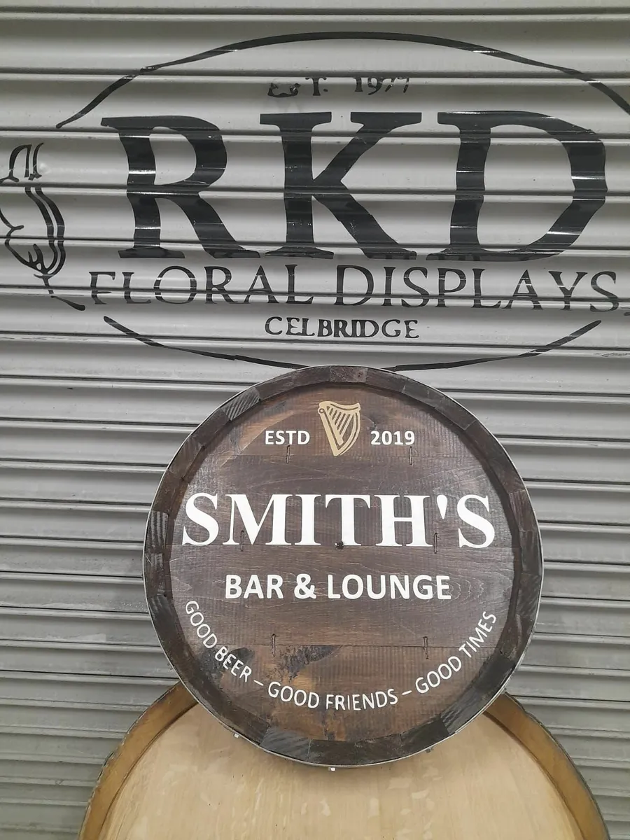 whiskey oak barrels/ branded barrel end/ shelf - Image 4