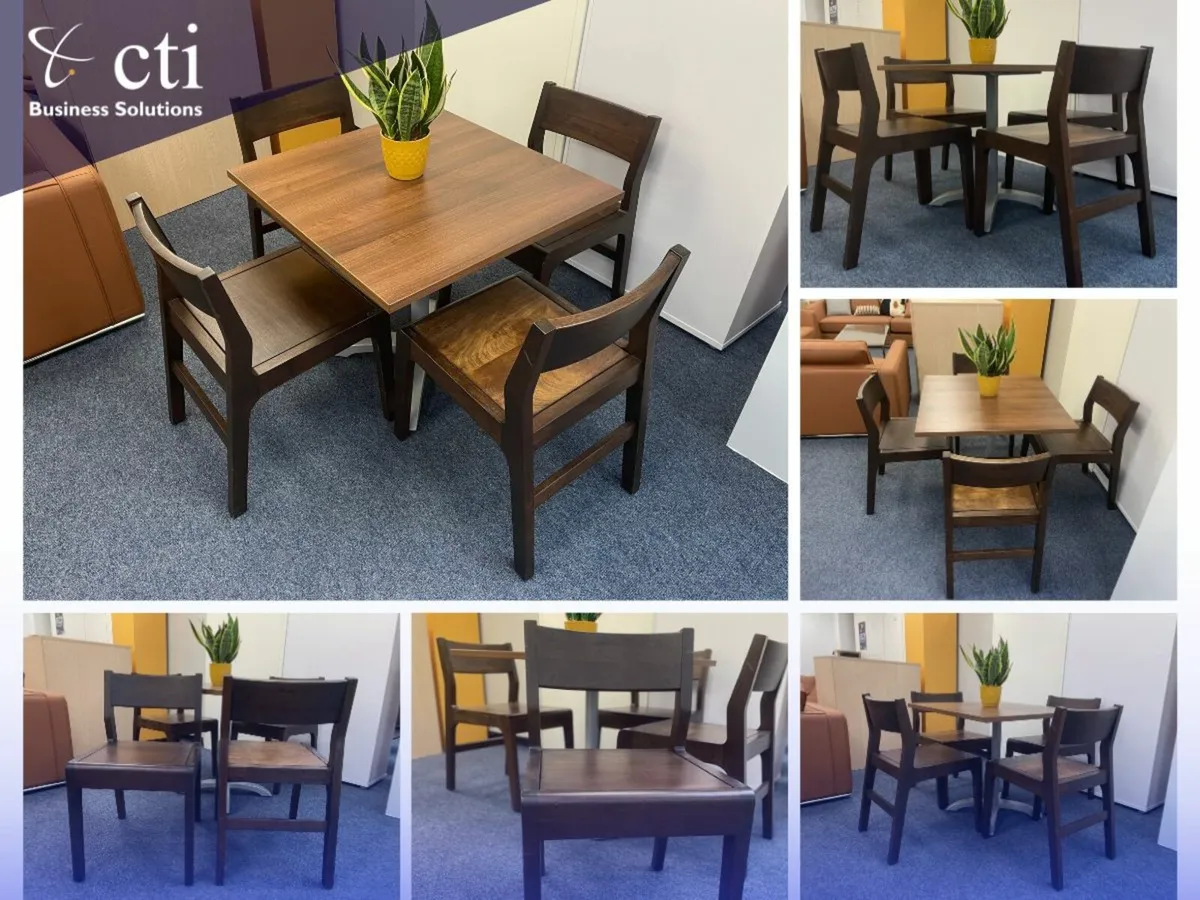 8 x Commercial Dark Wooden Catering Chairs - Image 1