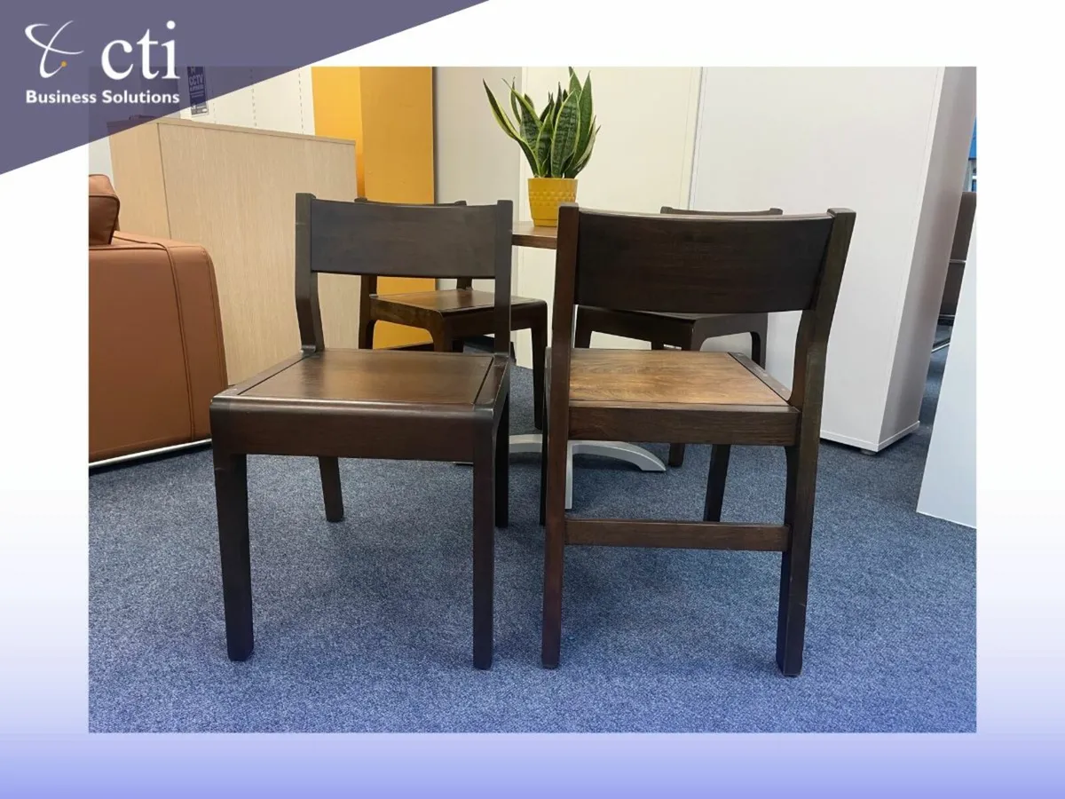 Commercial Dark Wooden Catering Chairs X 8 - Image 2