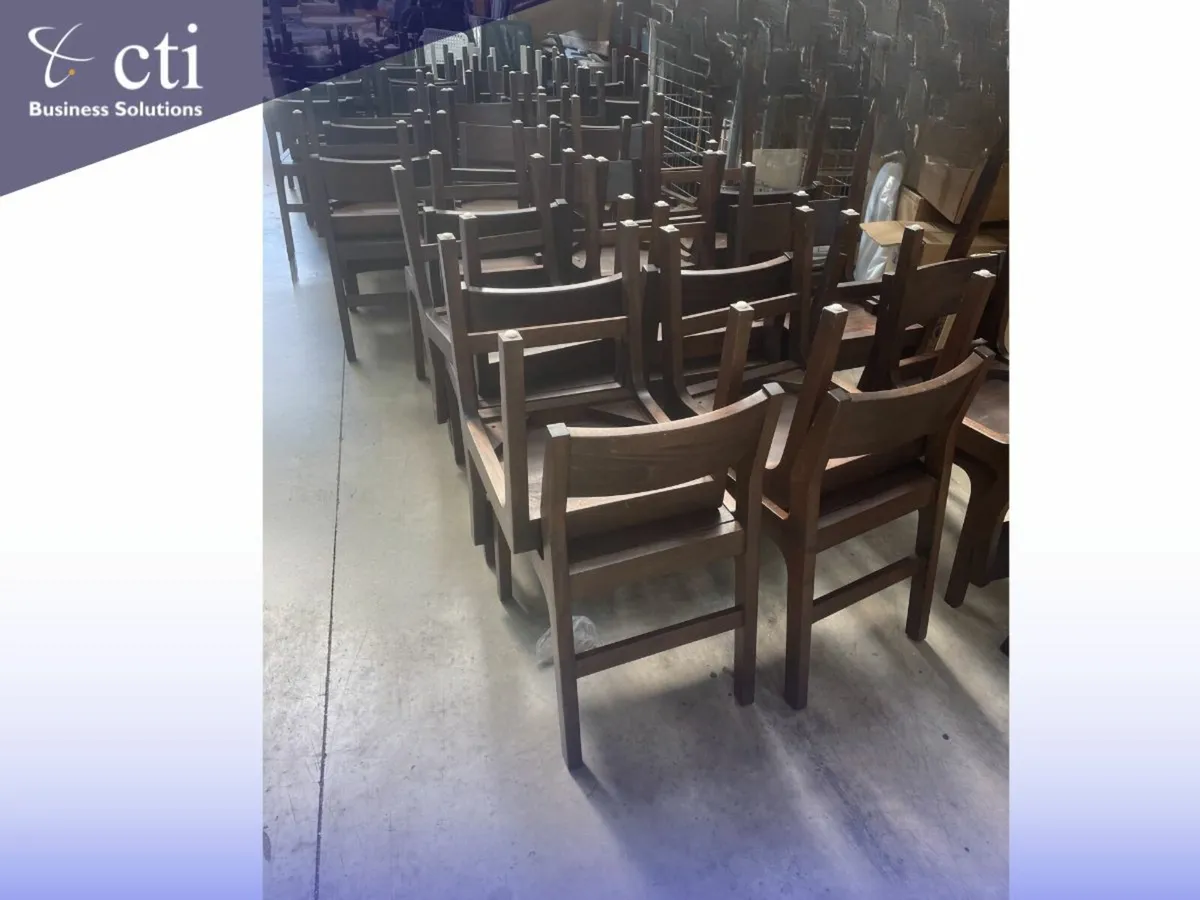 Commercial Dark Wooden Catering Chairs X 8 - Image 4