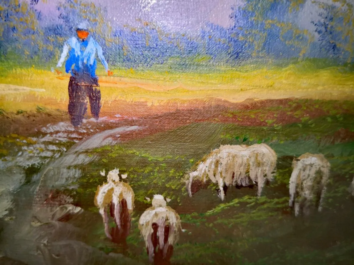 SHEPHERDS-Oil painting on canvas  Czinege 1967- - Image 2