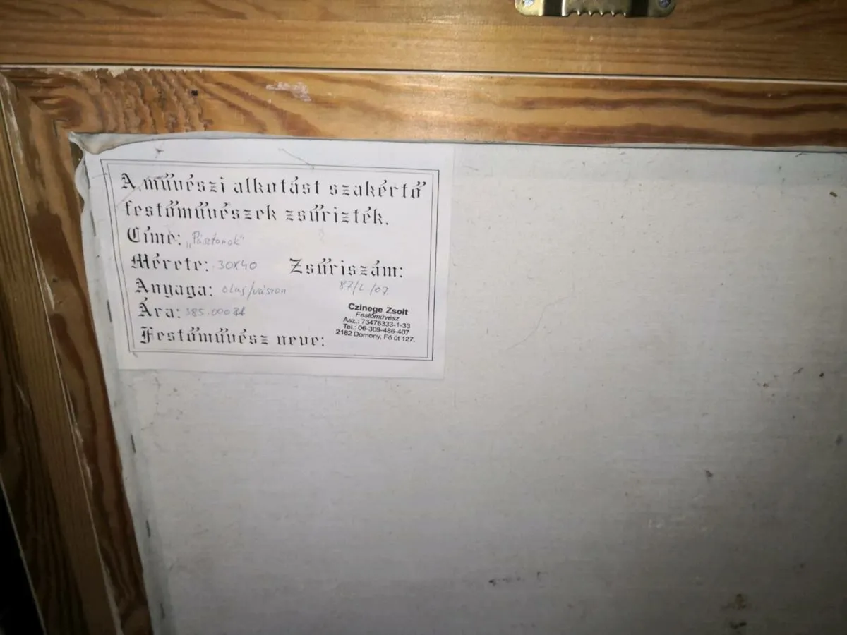 SHEPHERDS-Oil painting on canvas  Czinege 1967- - Image 4