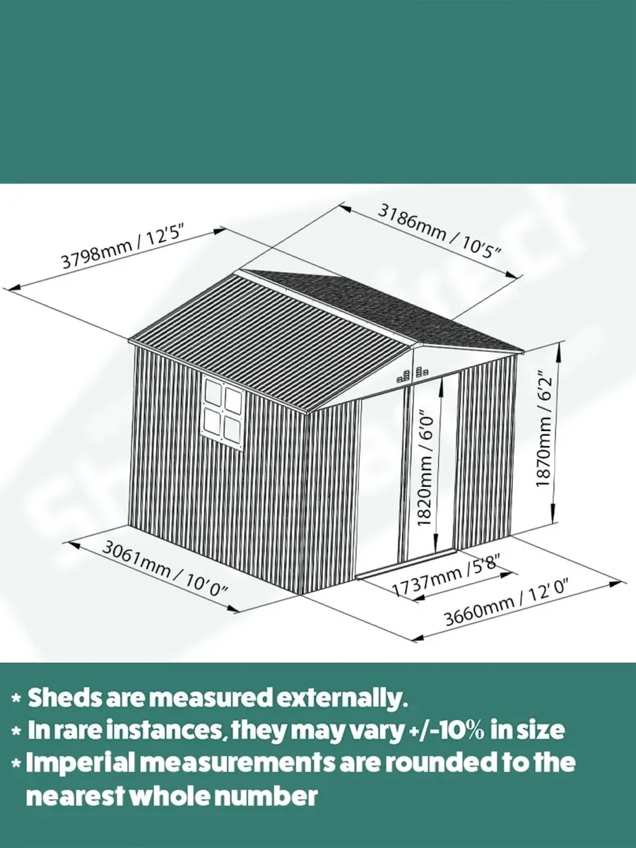 Mammoth 12ft wide x 10ft long Garden Shed - Image 4
