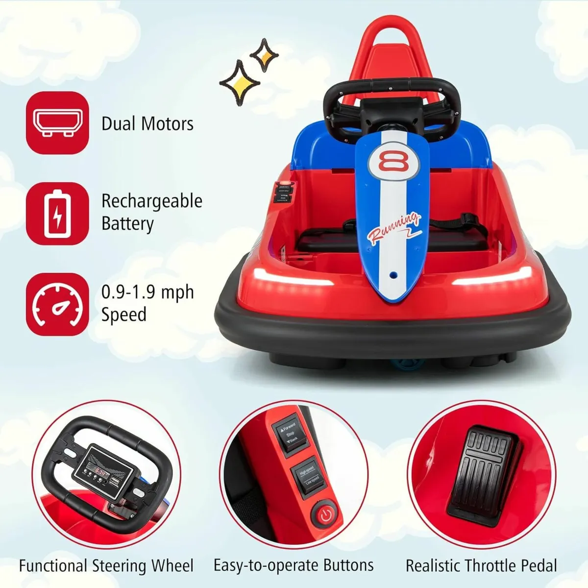 BumperBoo 6V Bumper Car Red - Image 4