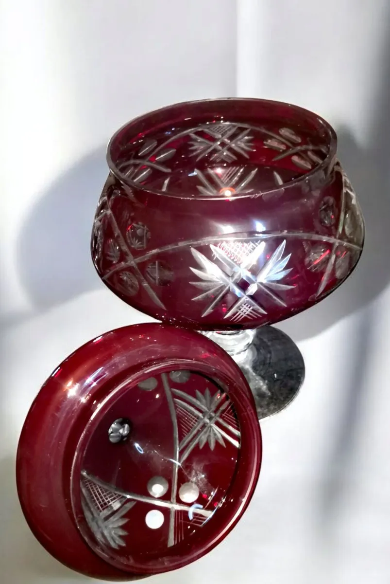 Ruby handcut crystal pedestal bowl - Image 2