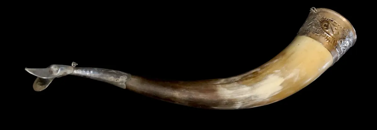 Wall decoration horn with 875 silver - Image 1