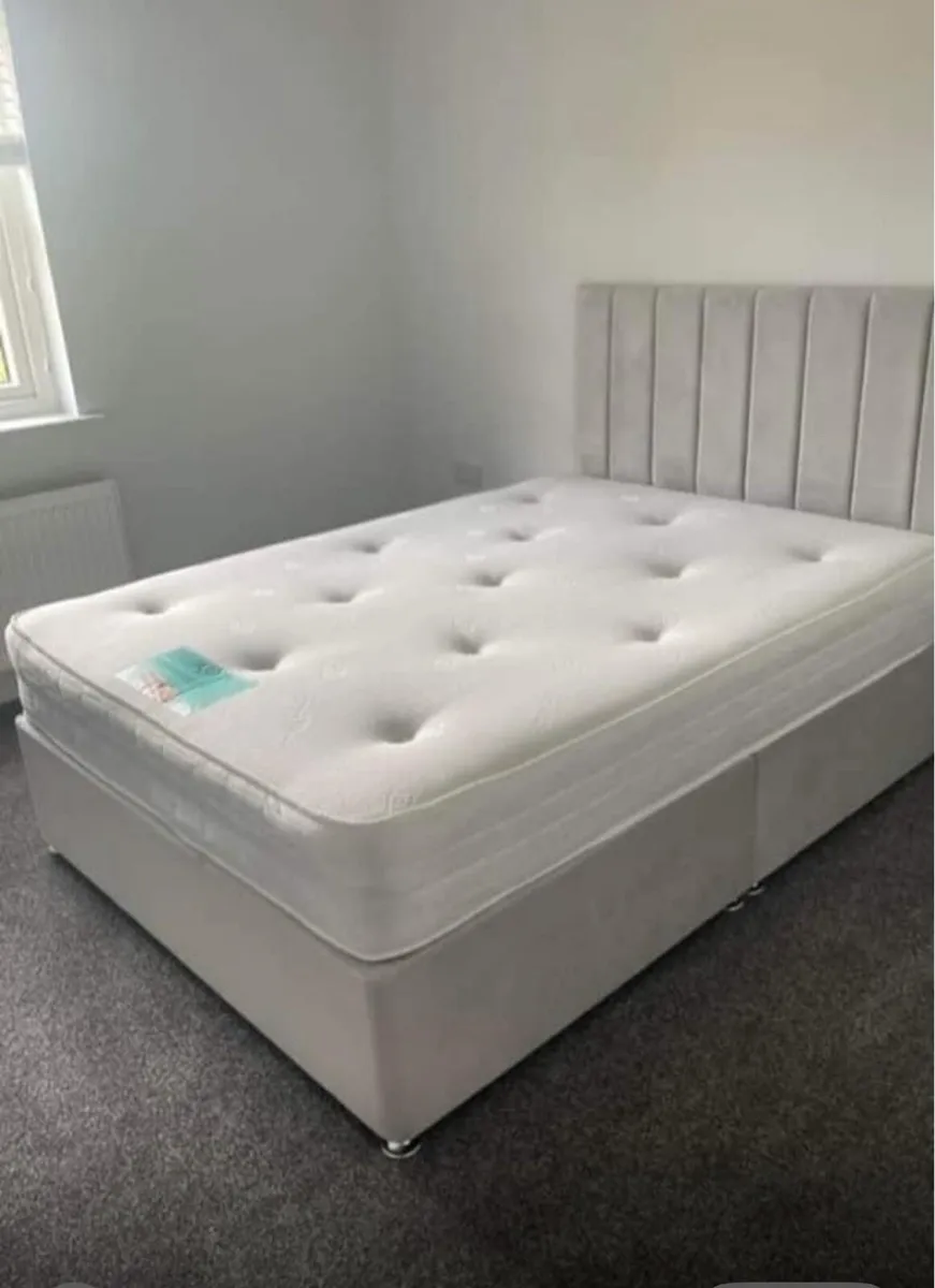 New 5ft Grey Divan Bed & MemoryFoam Mattress - Image 2