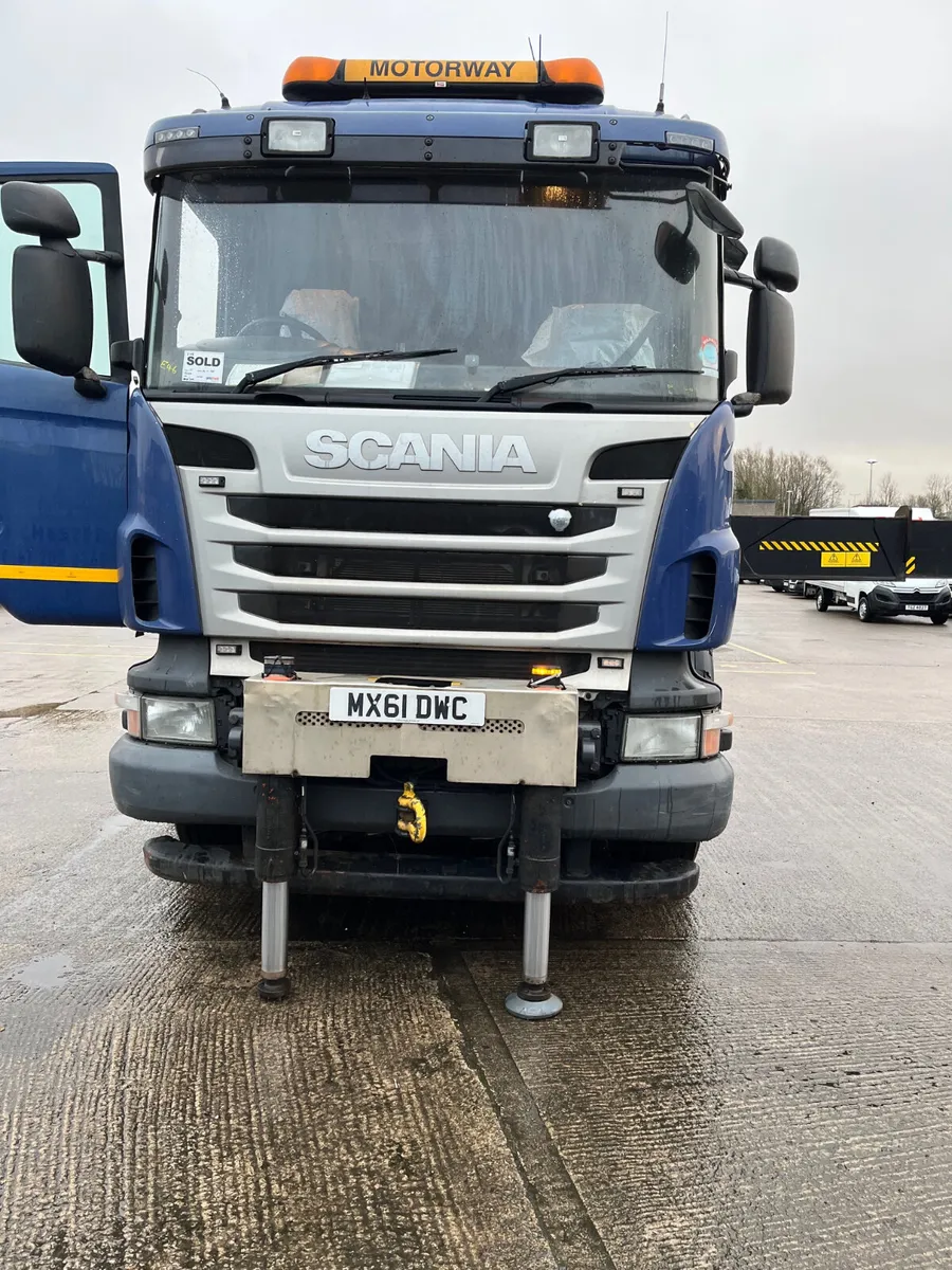 Hiab 700 Hi Pro crane on Scania R440 8X4 flatbed - Image 1