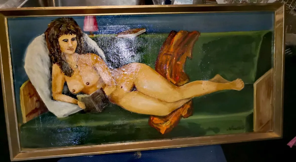 Vintage nude oil painting - Image 1