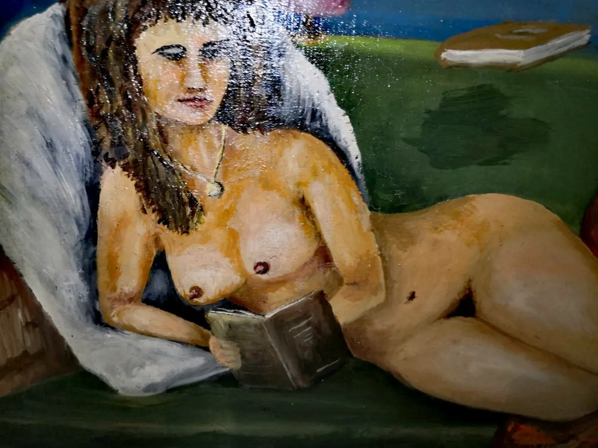 Vintage nude oil painting - Image 3