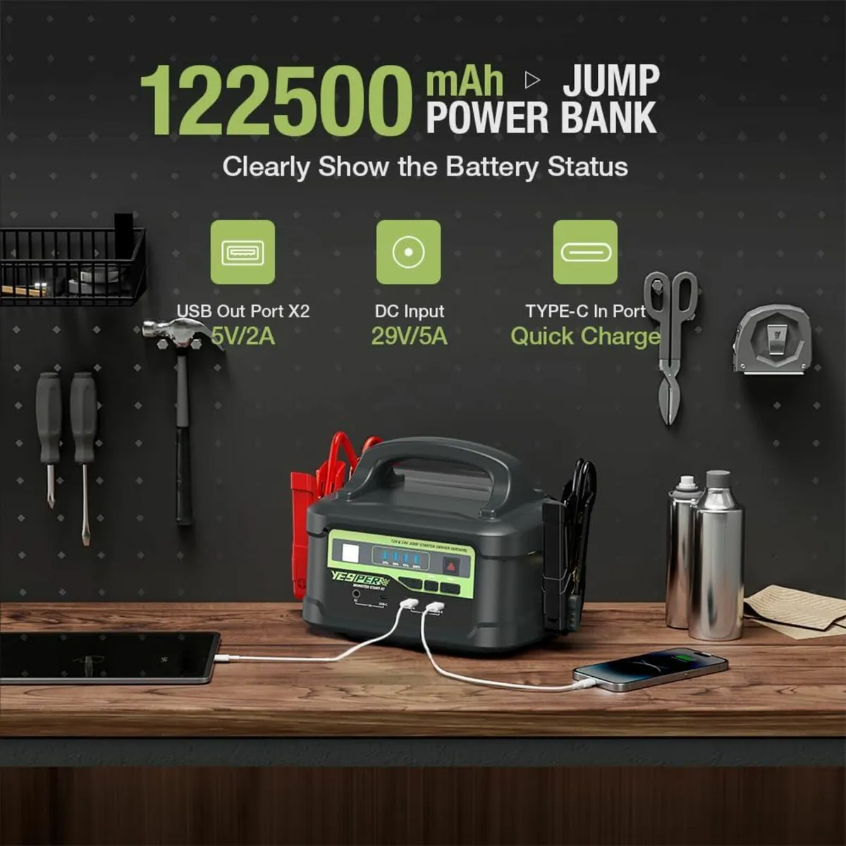 YESPER Monster P2 12V/24V 122500mAh Booster Pack - Image 2