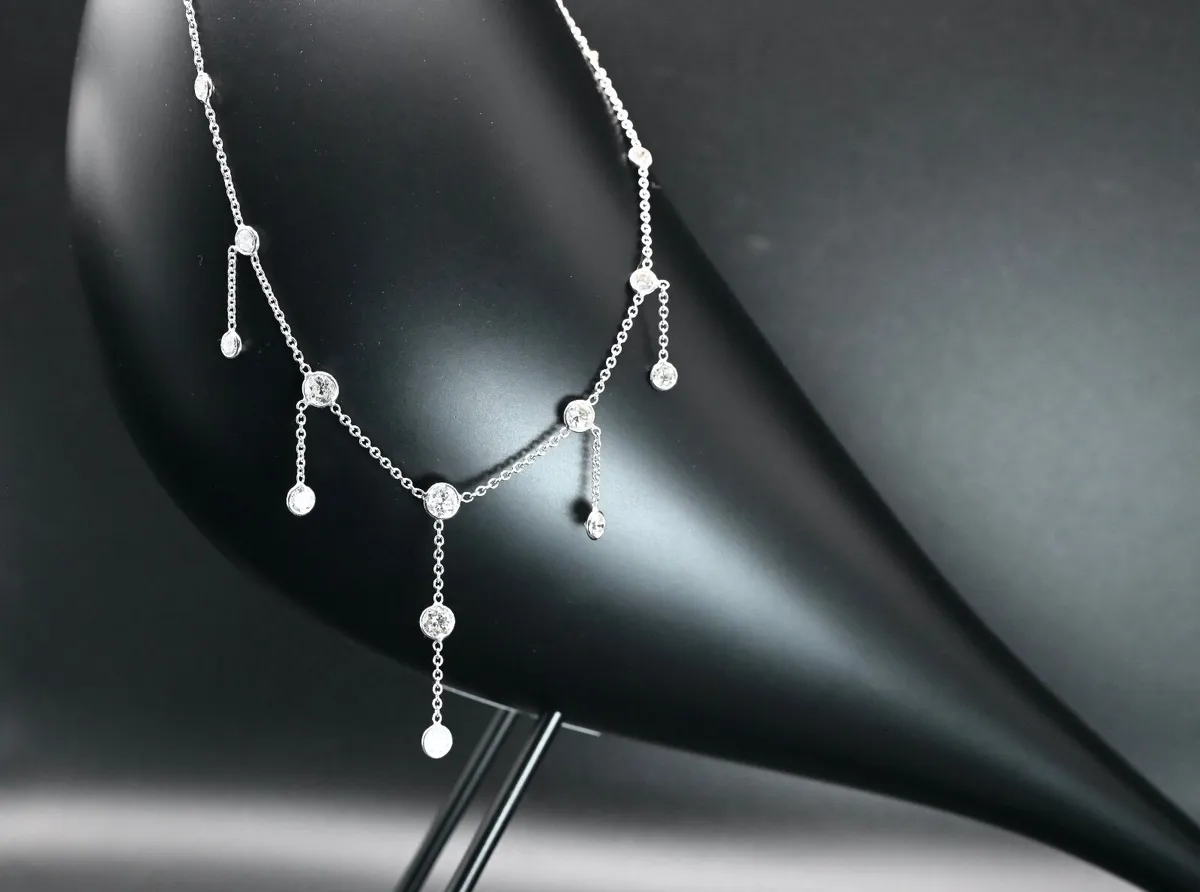 Vintage Diamond Waterfall Necklace - 18ct - Image 4