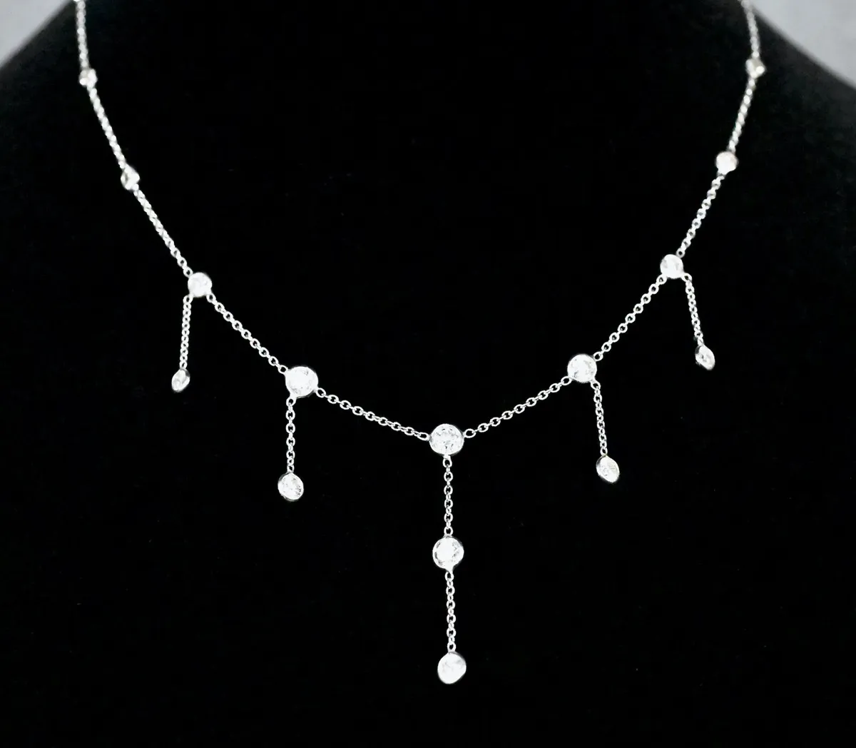 Vintage Diamond Waterfall Necklace - 18ct - Image 1