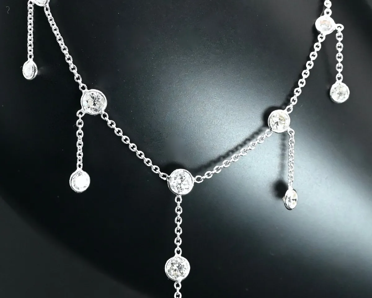 Vintage Diamond Waterfall Necklace - 18ct - Image 2