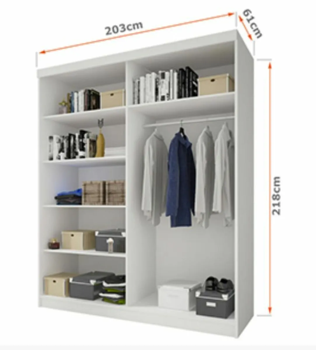 SLIDING WARDROBE 203 CM WITH FULL MIRROR DOORS - Image 4
