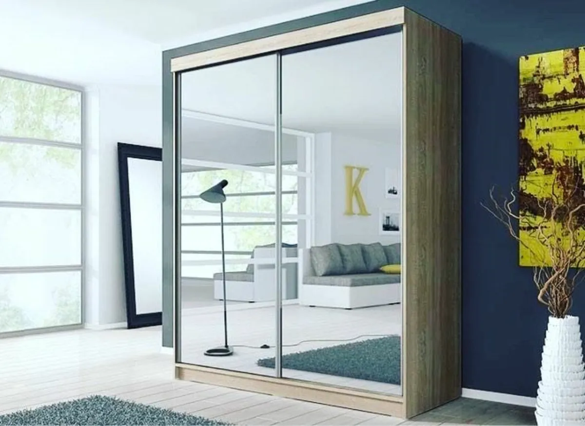 SLIDING WARDROBE 203 CM WITH FULL MIRROR DOORS - Image 3