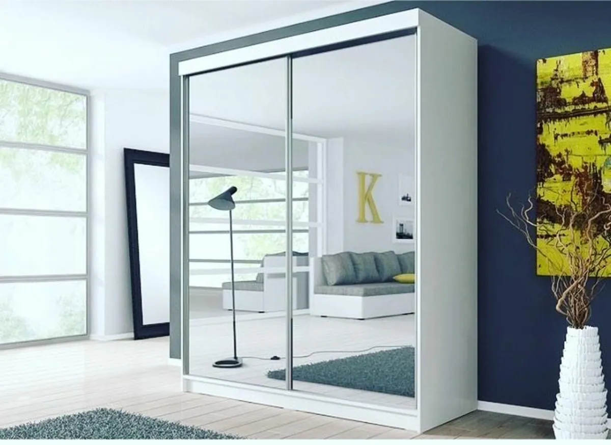 SLIDING WARDROBE WITH FULL MIRROR DOORS 183CM - Image 1