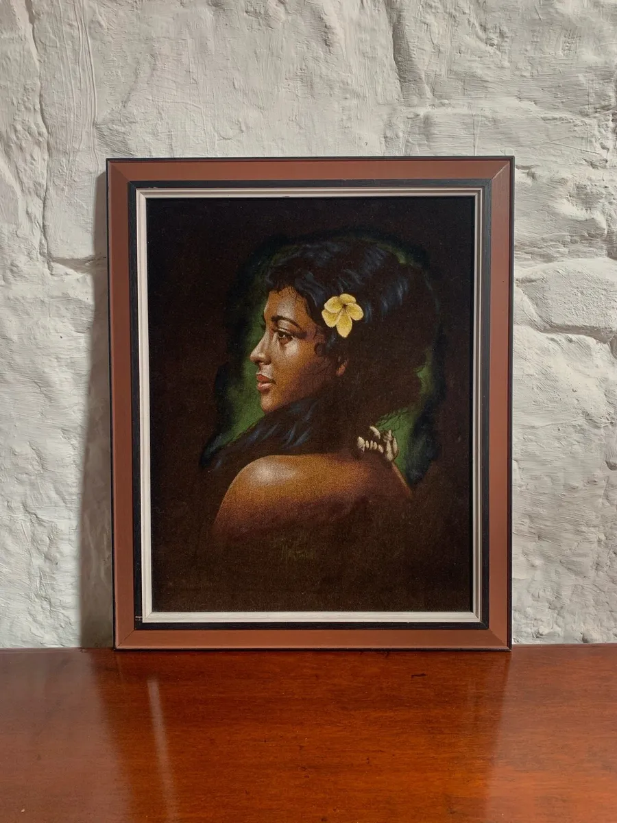 Vintage Australian portrait on velvet. - Image 1