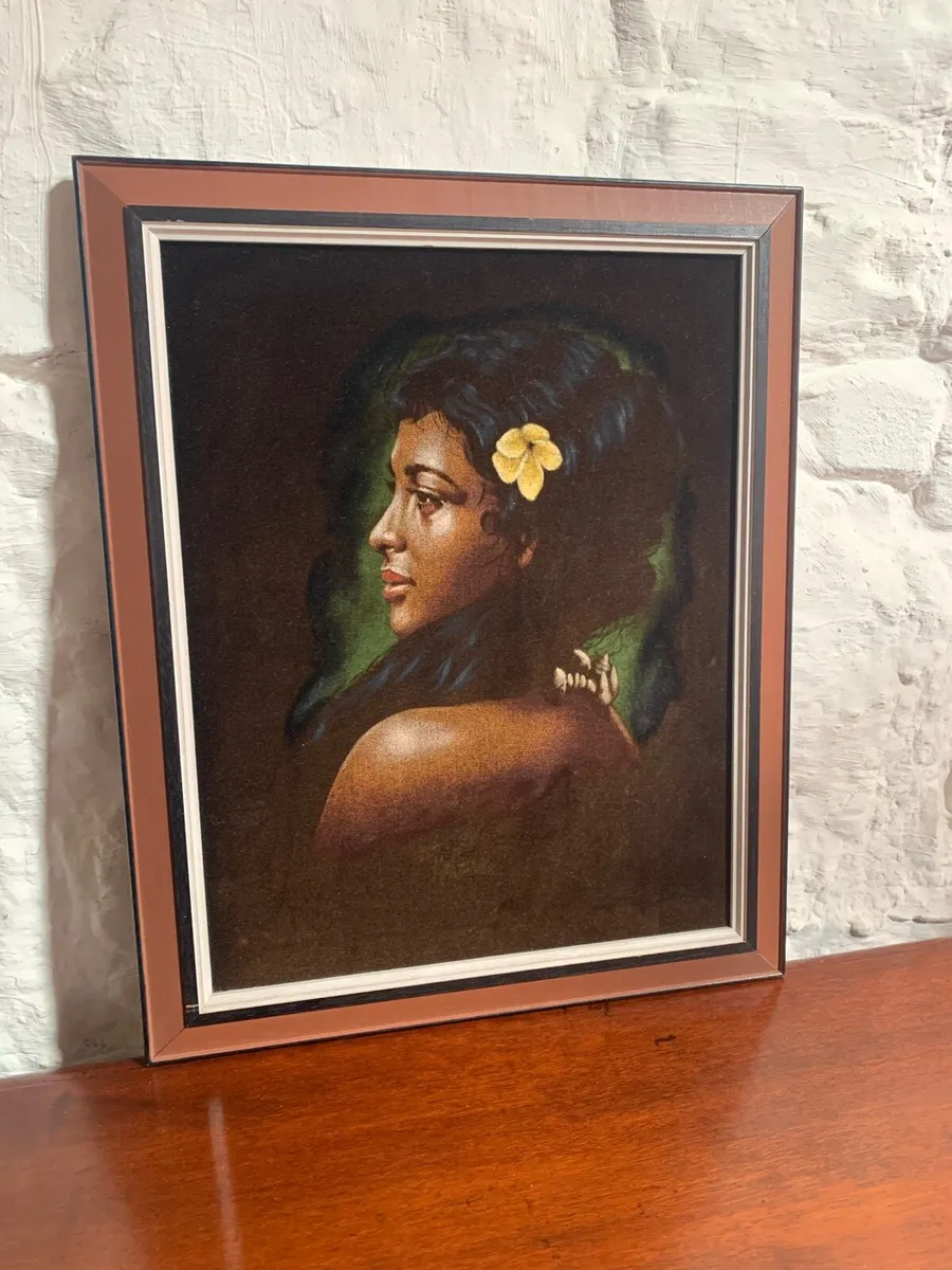 Vintage Australian portrait on velvet. - Image 2