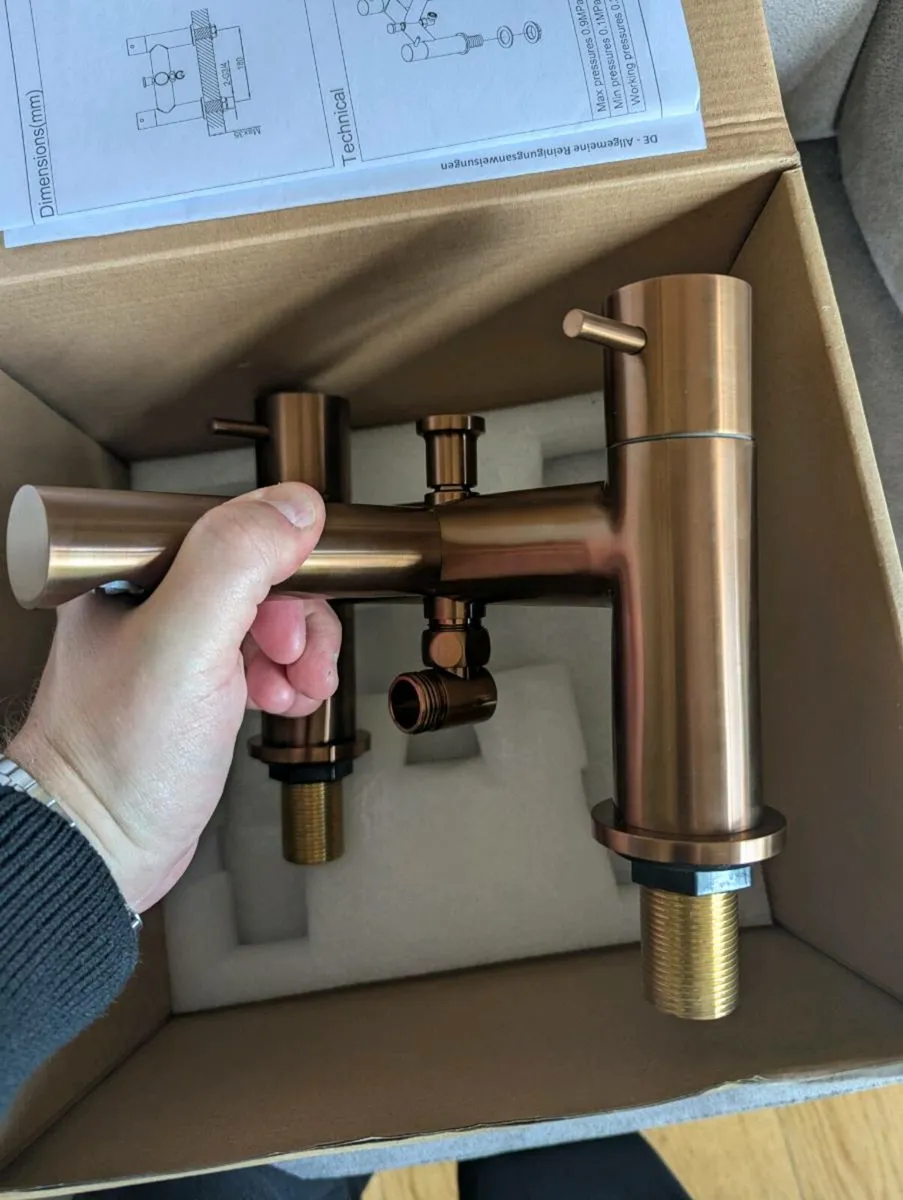 Bath Mixer Tap & Shower Head- Brushed Copper - NEW - Image 1