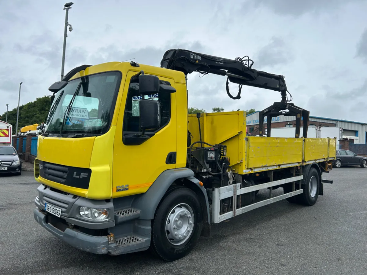 2008 Daf lf 55 220 18 ton flat with crane - Image 1