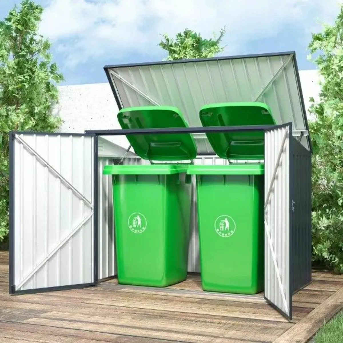 Metal Wheelie Bin Storage – 2 Bay -Free Delivery - Image 1