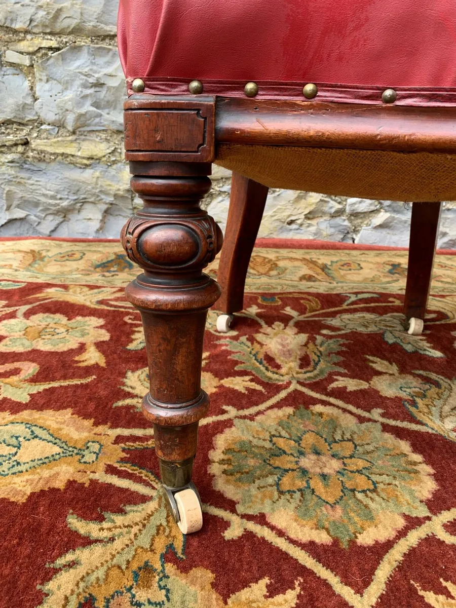 Victorian mahogany and leather desk armchair. - Image 2
