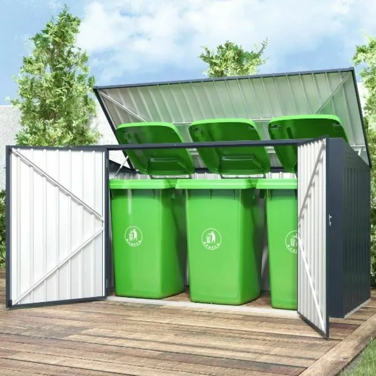 Metal Wheelie Bin Storage – 3 Bay - Image 1