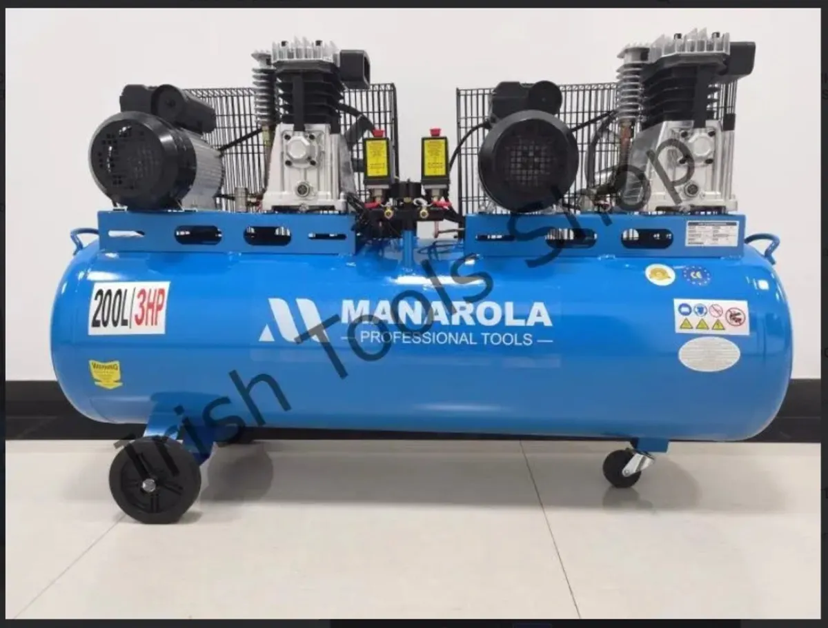 Portable 200 Litre 2 x 3HP 8 CFM Electric Air Comp - Image 1