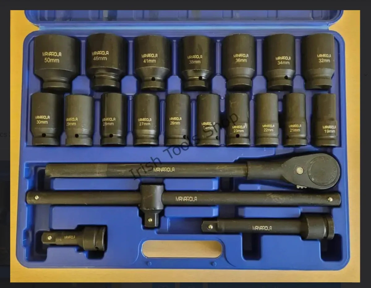 22 Pcs 3/4″ Drive Metric Impact 6 Point Socket Set - Image 1