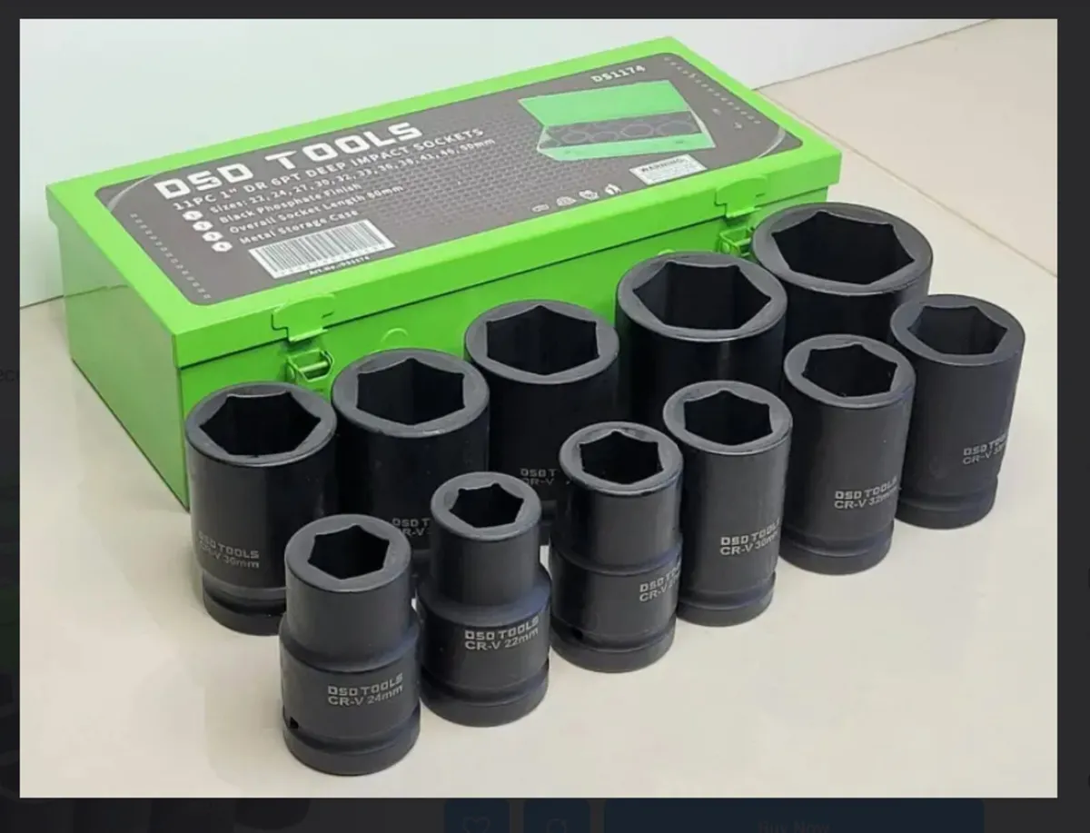 11 Piece 1″ Drive 6 Point Deep Impact Socket Set | - Image 1