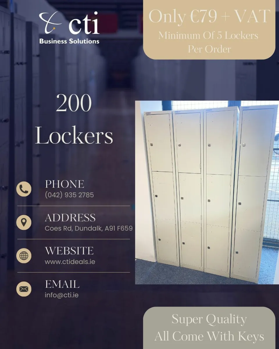 Grey 3 Door Lockers Available ~ 100 In Stock! - Image 3