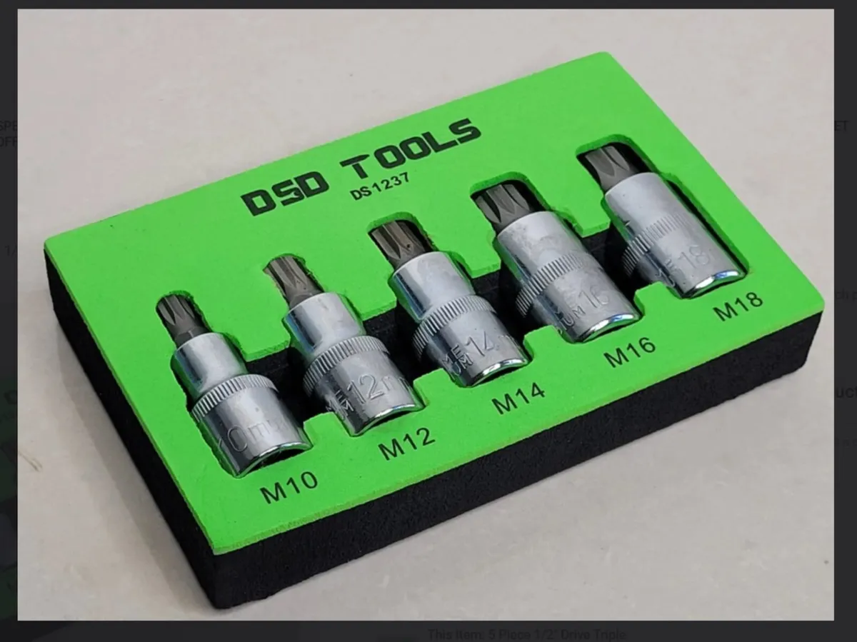 5 Piece 1/2″ Drive Triple Square Bit Socket Set | - Image 1