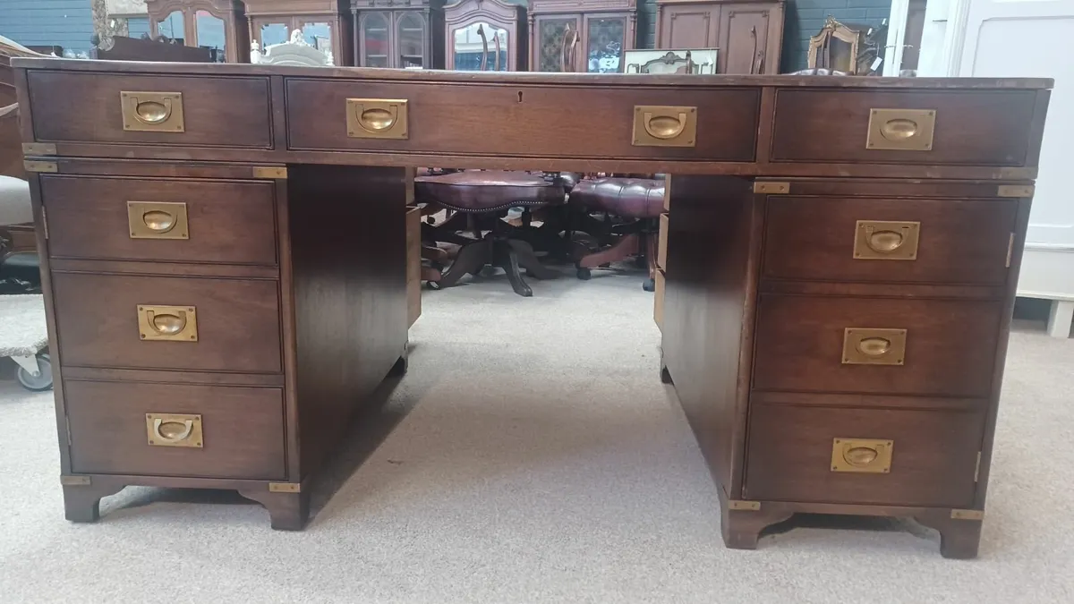 Large Double Sided Military Campaign Desk - Image 3