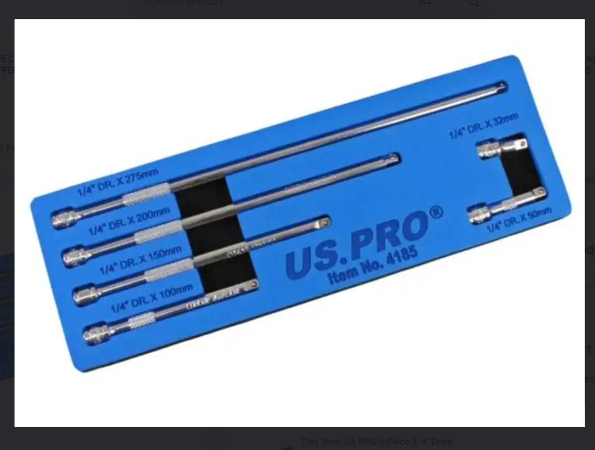 US PRO 6 Piece 1/4″ Drive Extension Bar Set - Image 1