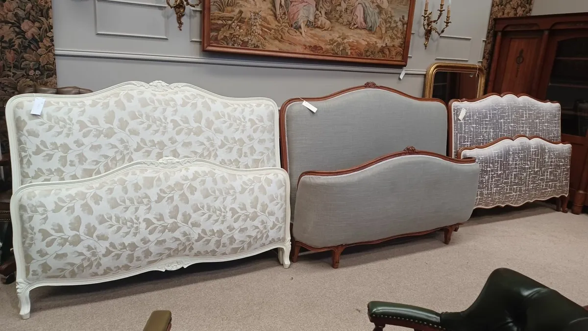 Three Antique Louis XV Upholstered Beds - Image 2
