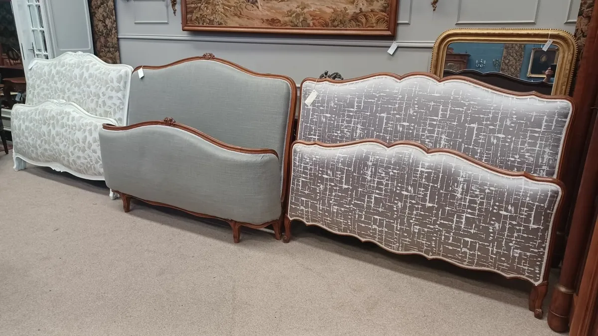 Three Antique Louis XV Upholstered Beds - Image 1