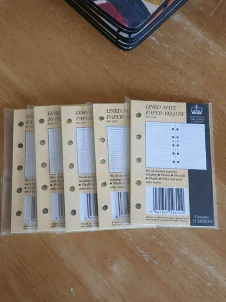 Lined Punched Note Paper / Yellow / Filofax etc - Image 1