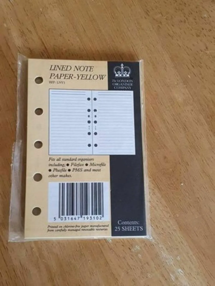 Lined Punched Note Paper / Yellow / Filofax etc - Image 2